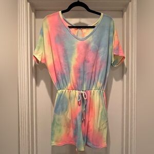 BiBi Romper with Pockets Neon Hot Pink Colorful Size Medium